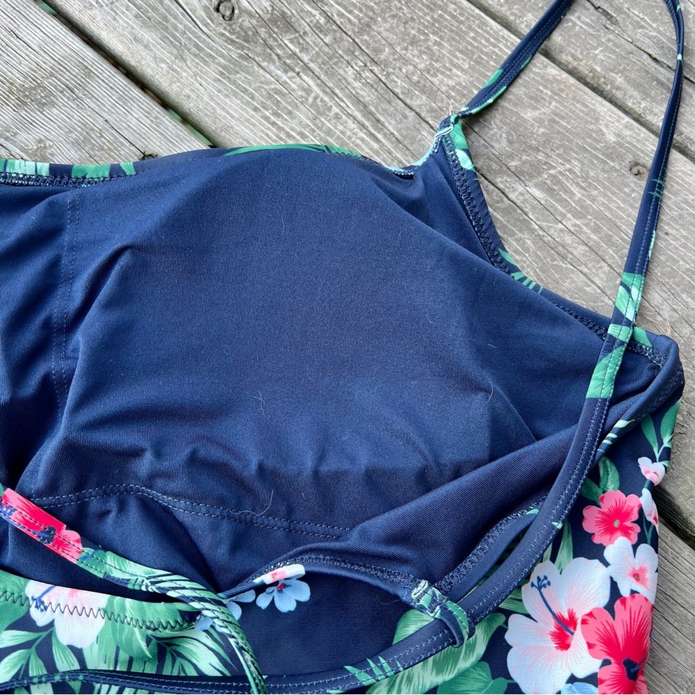 OLD NAVY TIE-BACK ONE PIECE FLORAL CAMI SWIMSUIT NWT - Picture 8 of 12